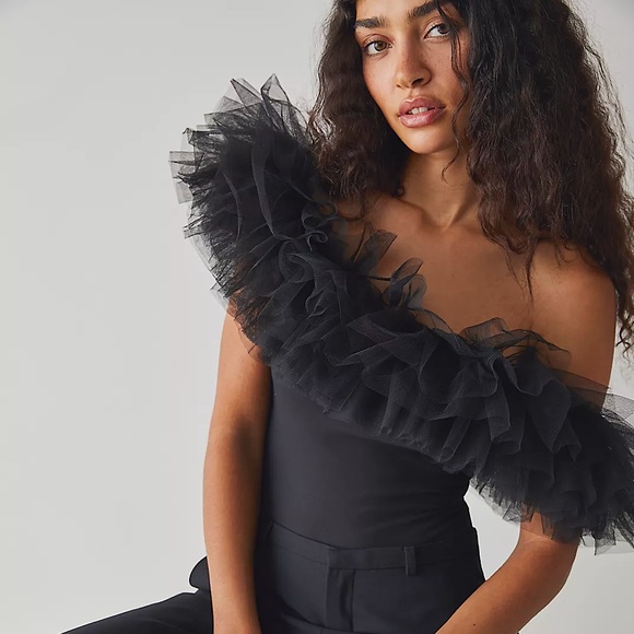 Free People Tops - NEW Free People Big Love Bodysuit In Black